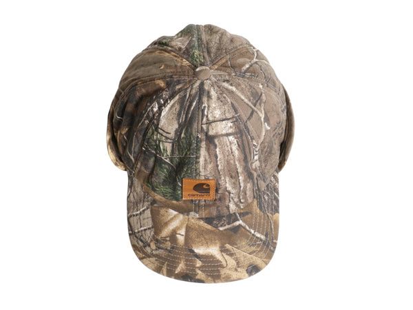 デッドストック US企画 カーハート 迷彩 イヤー フラップ キャップ メンズ  M L / 帽子 リアルツリー カモ ワーク コットン 中綿入り 防寒