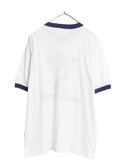 80s USA製 スヌーピー イエール カレッジ プリント リンガー Tシャツ メンズ レディース XL ヴィンテージ YALE キャラクター オフィシャル