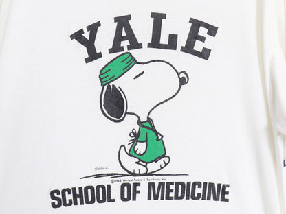 80s USA製 スヌーピー イエール カレッジ プリント リンガー Tシャツ メンズ レディース XL ヴィンテージ YALE キャラクター オフィシャル