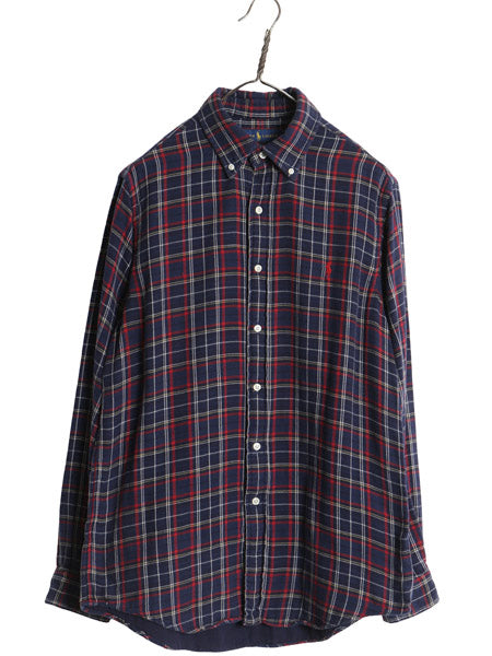 ラルフローレン 長袖 ボタンダウン フランネル シャツ メンズ M ポロ CLASSIC FIT 2レイヤー ライナー付き ネルシャツ チェック ポニー BD