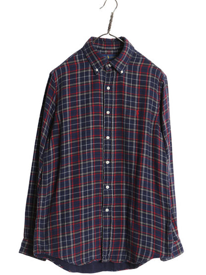 ラルフローレン 長袖 ボタンダウン フランネル シャツ メンズ M ポロ CLASSIC FIT 2レイヤー ライナー付き ネルシャツ チェック ポニー BD