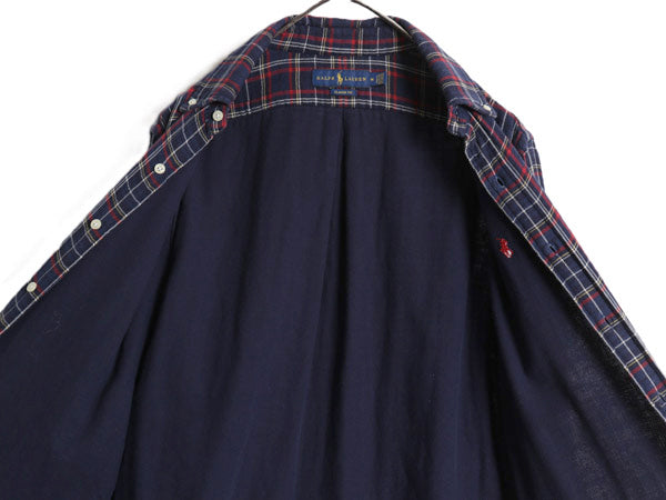 ラルフローレン 長袖 ボタンダウン フランネル シャツ メンズ M ポロ CLASSIC FIT 2レイヤー ライナー付き ネルシャツ チェック ポニー BD