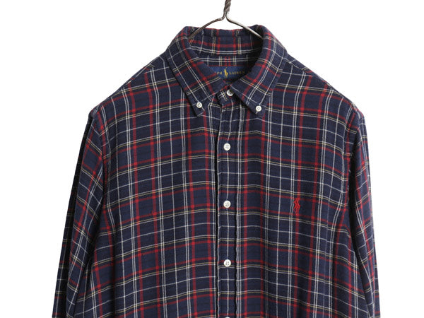 ラルフローレン 長袖 ボタンダウン フランネル シャツ メンズ M ポロ CLASSIC FIT 2レイヤー ライナー付き ネルシャツ チェック ポニー BD