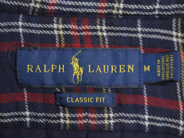 ラルフローレン 長袖 ボタンダウン フランネル シャツ メンズ M ポロ CLASSIC FIT 2レイヤー ライナー付き ネルシャツ チェック ポニー BD