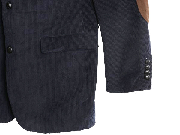 デッドストック ローレン ラルフローレン 太畝 コーデュロイ テーラード ジャケット メンズ L 程/ ポロ ブレザー エルボーパッチ ネイビー