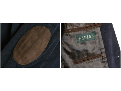 デッドストック ローレン ラルフローレン 太畝 コーデュロイ テーラード ジャケット メンズ L 程/ ポロ ブレザー エルボーパッチ ネイビー