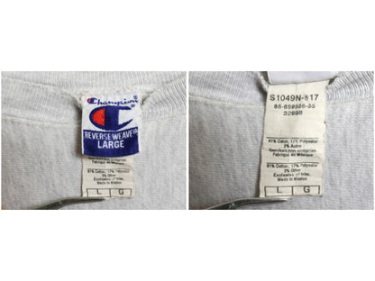 90s 00s ★ チャンピオン リバースウィーブ 両面 カレッジ プリント スウェット メンズ L オールド トレーナー 裏起毛 ヘビーウェイト 灰