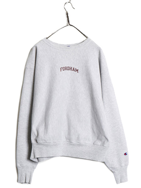 90s 00s ★ チャンピオン リバースウィーブ 両面 カレッジ プリント スウェット メンズ L オールド トレーナー 裏起毛 ヘビーウェイト 灰