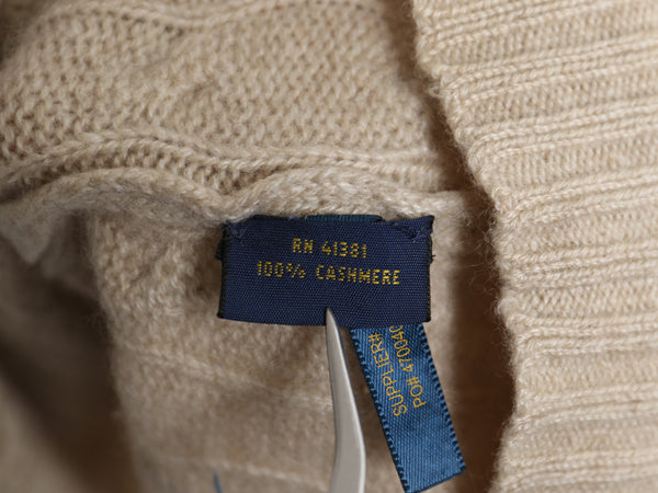 ポロ ラルフローレン ケーブル ニット セーター メンズ M / 100% カシミヤ 長袖ニット ポニー無し 無地 シンプル きれいめ カジュアル 薄手