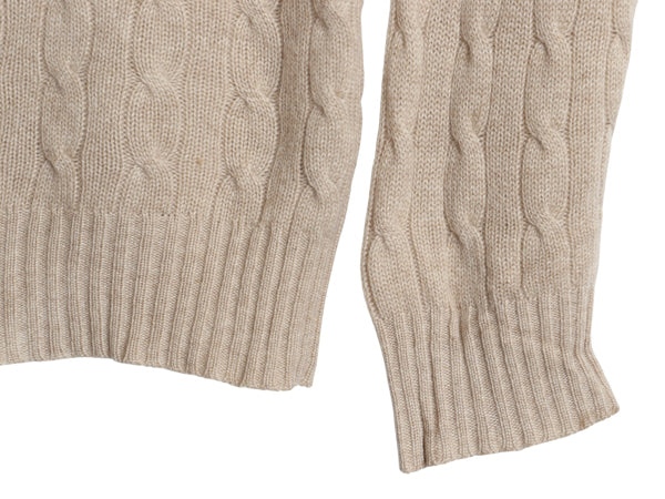 ポロ ラルフローレン ケーブル ニット セーター メンズ M / 100% カシミヤ 長袖ニット ポニー無し 無地 シンプル きれいめ カジュアル 薄手