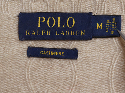 ポロ ラルフローレン ケーブル ニット セーター メンズ M / 100% カシミヤ 長袖ニット ポニー無し 無地 シンプル きれいめ カジュアル 薄手