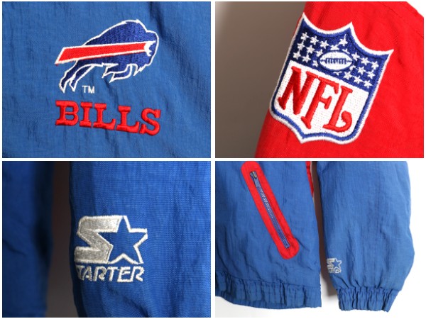 90s バッファロー ビルズ 中綿 ナイロン ジャケット メンズ L 古着 オールド NFL オフィシャル スターター スタジャン アメフト ジャンパー