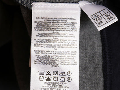 ブルックスブラザーズ 鹿の子 スウェット メンズ L 古着 クルーネック プルオーバー 裏起毛なし 薄手 ラグラン ワンポイント ロゴ ネイビー