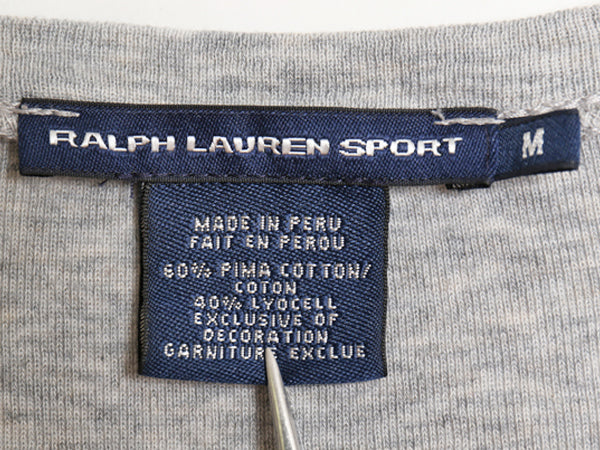 ラルフローレン Vネック 長袖 Tシャツ レディース M / ポロ スポーツ ロンT コットン ストレッチ リブ編み カットソー ワンポイント ポニー