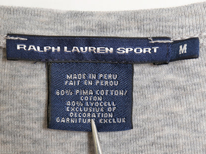 ラルフローレン Vネック 長袖 Tシャツ レディース M / ポロ スポーツ ロンT コットン ストレッチ リブ編み カットソー ワンポイント ポニー