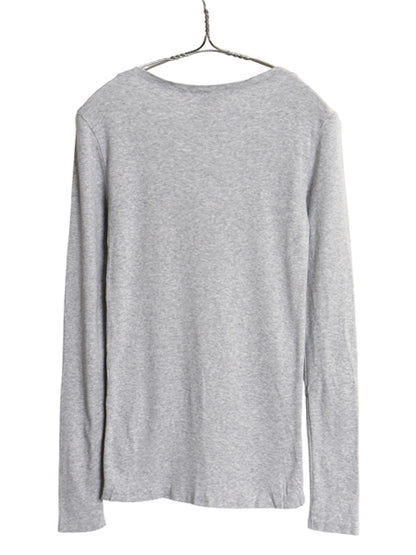 ラルフローレン Vネック 長袖 Tシャツ レディース M / ポロ スポーツ ロンT コットン ストレッチ リブ編み カットソー ワンポイント ポニー