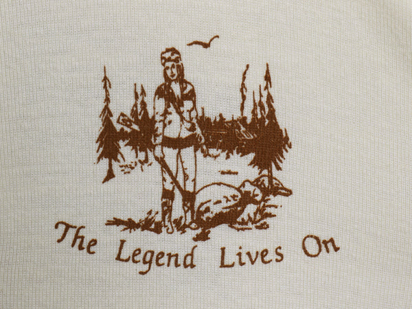 80s USA製 企業 両面 プリント ヘンリーネック 長袖 Tシャツ メンズ L 古着 ヴィンテージ アート イラスト ロンT アンダーシャツ インナー 