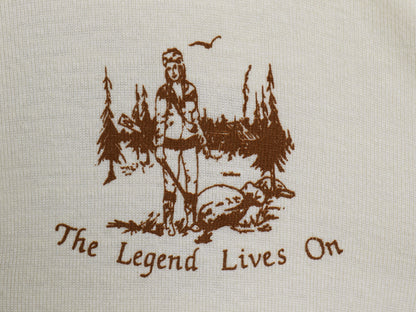 80s USA製 企業 両面 プリント ヘンリーネック 長袖 Tシャツ メンズ L 古着 ヴィンテージ アート イラスト ロンT アンダーシャツ インナー 