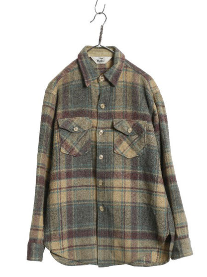 70s USA製 ウールリッチ CPO ウール シャツ メンズ M / ヴィンテージ 白タグ チェック ヘビーウェイト ジャケット 長袖シャツ マルチカラー
