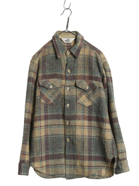 70s USA製 ウールリッチ CPO ウール シャツ メンズ M / ヴィンテージ 白タグ チェック ヘビーウェイト ジャケット 長袖シャツ マルチカラー