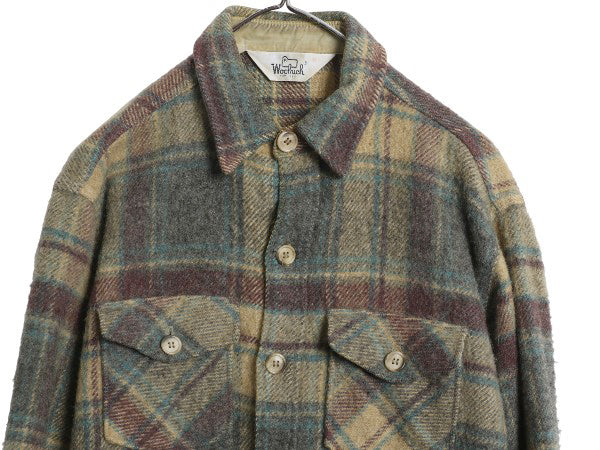 70s USA製 ウールリッチ CPO ウール シャツ メンズ M / ヴィンテージ 白タグ チェック ヘビーウェイト ジャケット 長袖シャツ マルチカラー