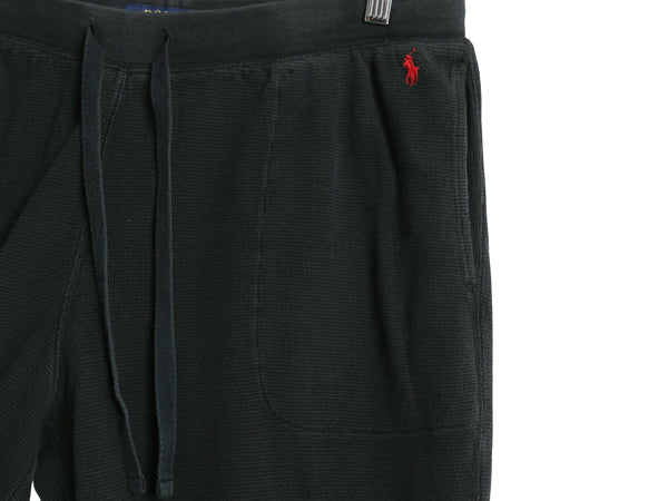 ポロ ラルフローレン ポケット付き サーマル イージー パンツ メンズ XL 古着 ワッフル テーパード ルームウェア ボトムス 大きいサイズ 黒