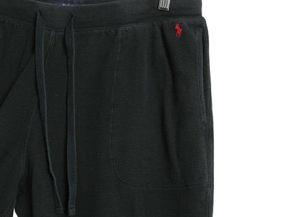 ポロ ラルフローレン ポケット付き サーマル イージー パンツ メンズ XL 古着 ワッフル テーパード ルームウェア ボトムス 大きいサイズ 黒