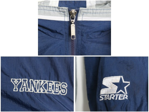 90s ヤンキース ナイロン トラック ジャケット キッズ XL メンズ M 程 オールド MLB オフィシャル スターター 大リーグ ウィンドブレーカー