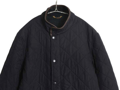 バブアー パウエル キルト ジャケット メンズ S 中綿 ナイロン キルティング ハーフ コート フリース ライナー ジャンパー 3ワラント 濃紺
