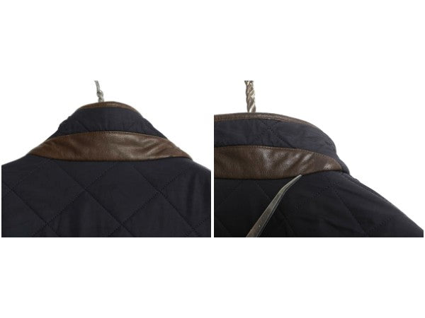 バブアー パウエル キルト ジャケット メンズ S 中綿 ナイロン キルティング ハーフ コート フリース ライナー ジャンパー 3ワラント 濃紺