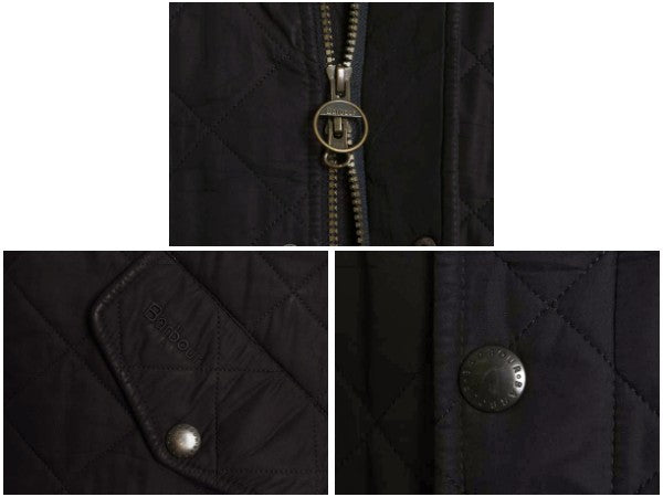 バブアー パウエル キルト ジャケット メンズ S 中綿 ナイロン キルティング ハーフ コート フリース ライナー ジャンパー 3ワラント 濃紺