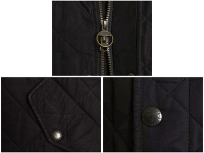 バブアー パウエル キルト ジャケット メンズ S 中綿 ナイロン キルティング ハーフ コート フリース ライナー ジャンパー 3ワラント 濃紺