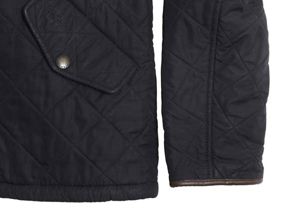 バブアー パウエル キルト ジャケット メンズ S 中綿 ナイロン キルティング ハーフ コート フリース ライナー ジャンパー 3ワラント 濃紺