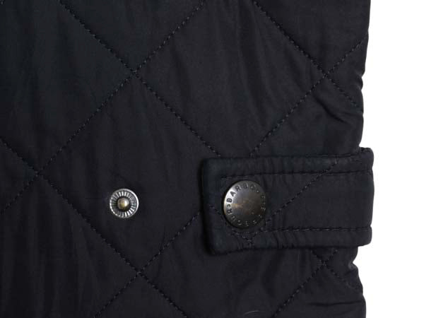 バブアー パウエル キルト ジャケット メンズ S 中綿 ナイロン キルティング ハーフ コート フリース ライナー ジャンパー 3ワラント 濃紺