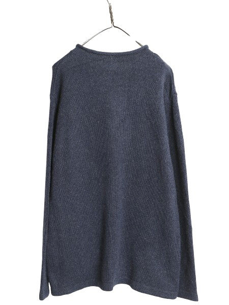 エルエルビーン ロールネック ニット セーター メンズ L / 古着 コットン ラム ウール ナイロン ミドルゲージ リブ編み ハイネック 無地 紺