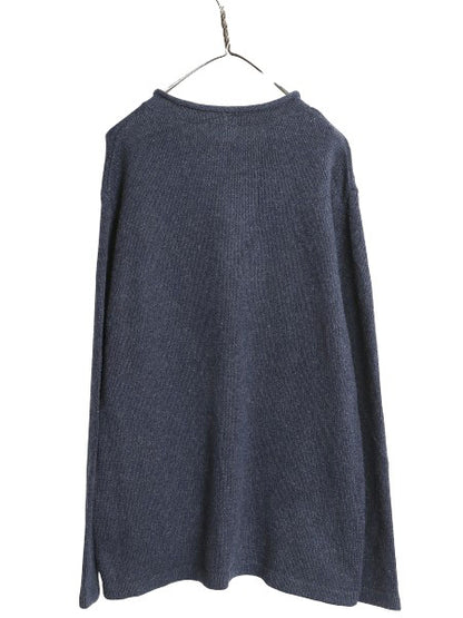 エルエルビーン ロールネック ニット セーター メンズ L / 古着 コットン ラム ウール ナイロン ミドルゲージ リブ編み ハイネック 無地 紺
