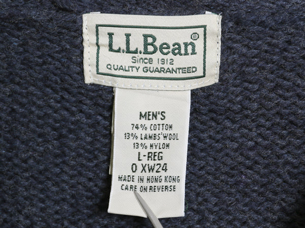 エルエルビーン ロールネック ニット セーター メンズ L / 古着 コットン ラム ウール ナイロン ミドルゲージ リブ編み ハイネック 無地 紺