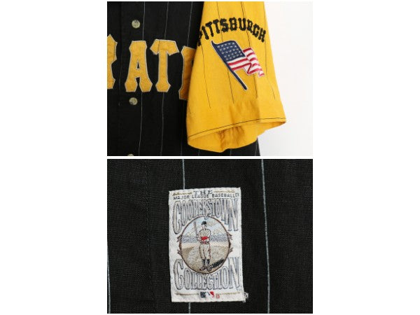90s パイレーツ ベースボール シャツ メンズ XL / オールド MLB オフィシャル ミラージュ 大リーグ ユニフォーム ラミー コットン ツートン
