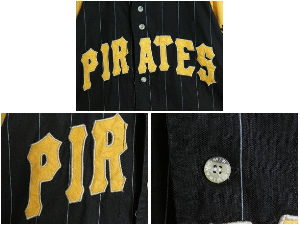 90s パイレーツ ベースボール シャツ メンズ XL / オールド MLB オフィシャル ミラージュ 大リーグ ユニフォーム ラミー コットン ツートン