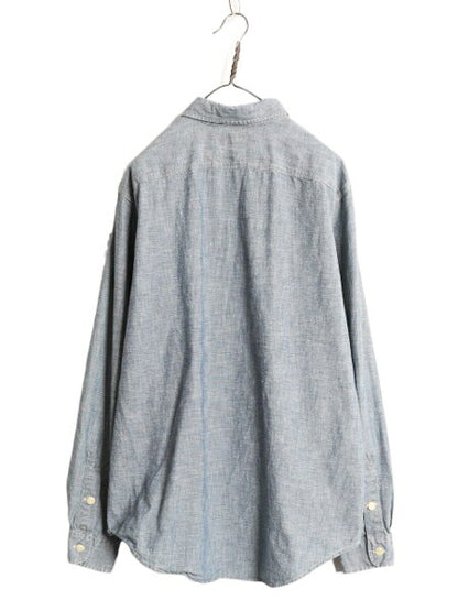 00s ポロ ラルフローレン 長袖 シャンブレー シャツ メンズ L / オールド ワーク 100% コットン チンスト ガチャポケ ヴィンテージ モデル
