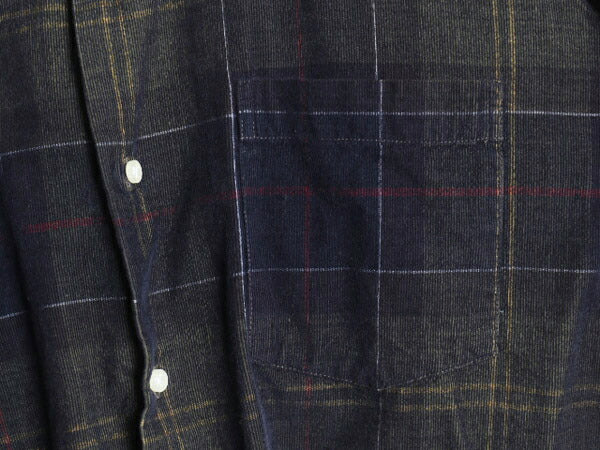 バブアー チェック 細畝 コーデュロイ 長袖 ボタンダウン シャツ メンズ L / Barbour コットン ワンポイント ポケット付き マルチカラー BD