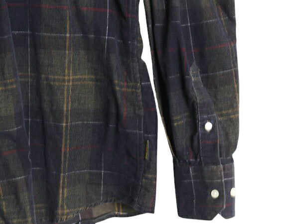 バブアー チェック 細畝 コーデュロイ 長袖 ボタンダウン シャツ メンズ L / Barbour コットン ワンポイント ポケット付き マルチカラー BD