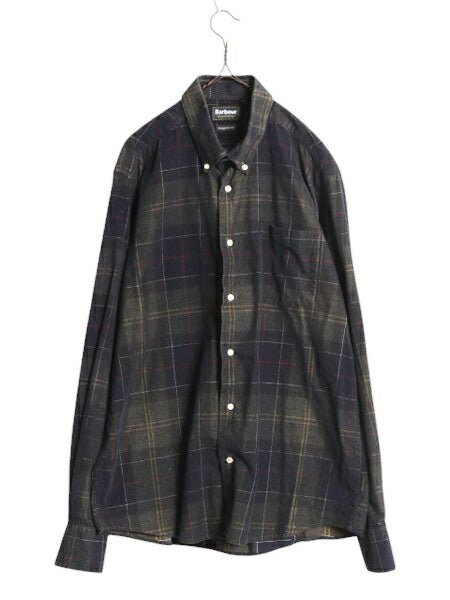 バブアー チェック 細畝 コーデュロイ 長袖 ボタンダウン シャツ メンズ L / Barbour コットン ワンポイント ポケット付き マルチカラー BD