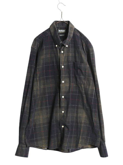 バブアー チェック 細畝 コーデュロイ 長袖 ボタンダウン シャツ メンズ L / Barbour コットン ワンポイント ポケット付き マルチカラー BD