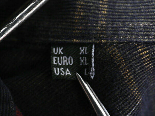 バブアー チェック 細畝 コーデュロイ 長袖 ボタンダウン シャツ メンズ L / Barbour コットン ワンポイント ポケット付き マルチカラー BD