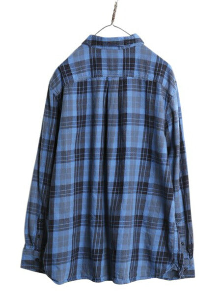 ノースフェイス チェック フランネル シャツ メンズ XL 古着 アウトドア ネルシャツ 長袖シャツ マチ付き 大きいサイズ マルチカラー ネル