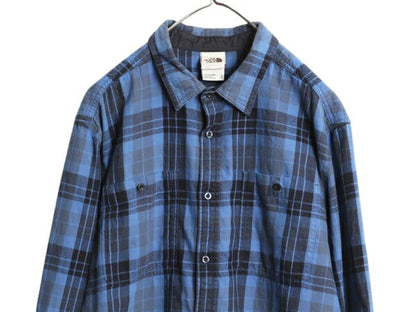 ノースフェイス チェック フランネル シャツ メンズ XL 古着 アウトドア ネルシャツ 長袖シャツ マチ付き 大きいサイズ マルチカラー ネル