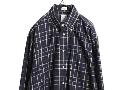 ブルックスブラザーズ チェック 長袖 ボタンダウン シャツ メンズ L Brooks Brothers 346 コットン 長袖シャツ ポケット付き ノーアイロン