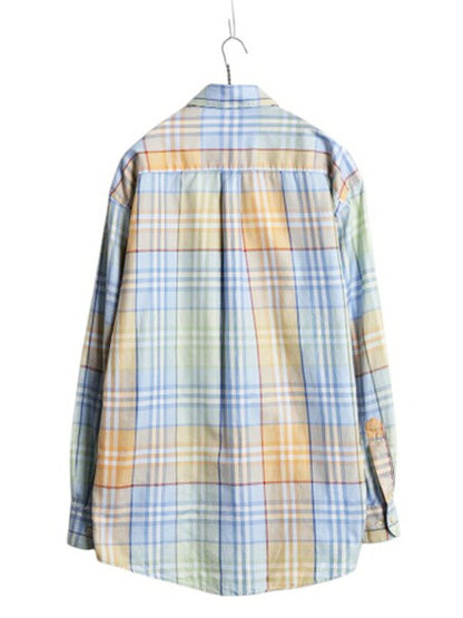 USA製 バーバリー ロンドン チェック 長袖 ボタンダウン シャツ メンズ L / BURBERRY LONDON 薄手 ポケット付き マルチカラー ワイシャツ