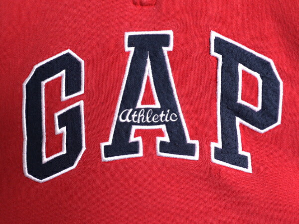 90s OLD GAP ハーフジップ ポケット付き スウェット メンズ L オールド ギャップ 紺タグ ビッグ ロゴ刺繍 プルオーバー トレーナー 裏起毛
